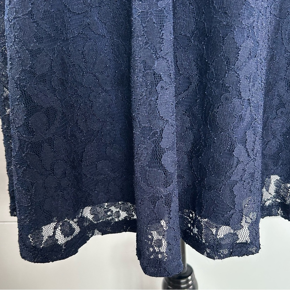 NWT Speechless Navy Bl Sleeveless fit&flare floral lace dress (skater) Back zip - Picture 3 of 13